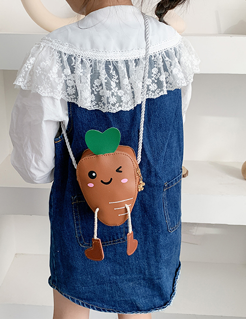 Fashion Light Brown Cartoon Carrot Children Shoulder Messenger Bag