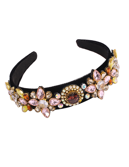 Fashion Pink Fabric Diamond Flower Headband