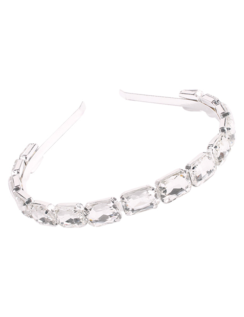 Fashion White Alloy Diamond-shaped Geometric Thin-edged Hair Hoop