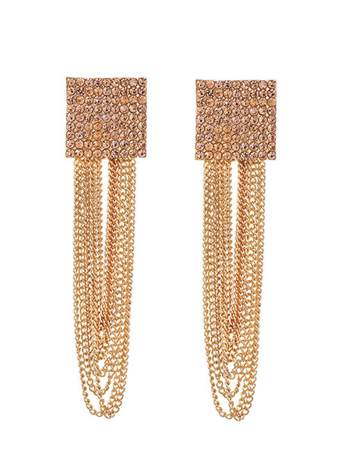 Fashion Golden Alloy Tassel Stud Earrings