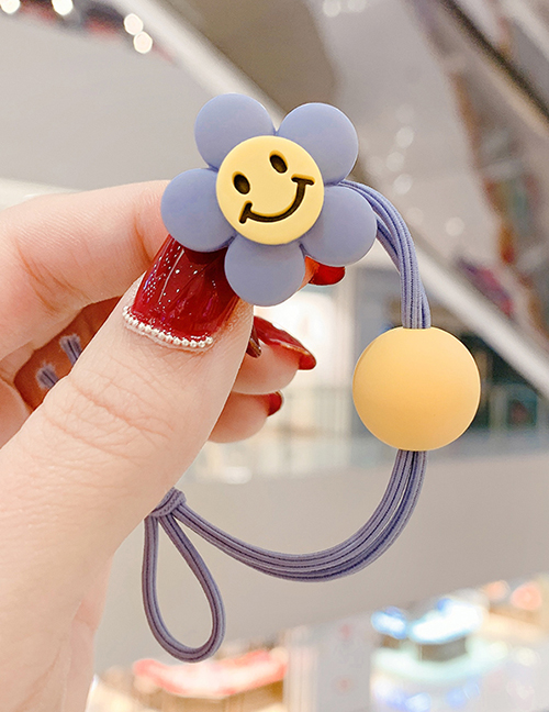Fashion Grey Blue Smiley Little Flower Ball Hitting Color Knotted Hair Rope