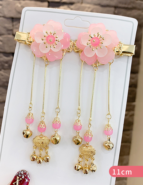 Fashion Pink Resin Flower Bell Long Life Lock Tassel Long Hair Card For Children