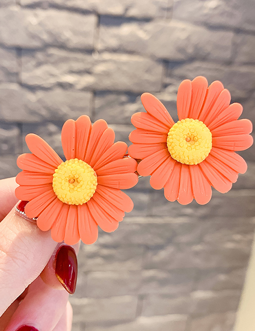 Fashion Orange Little Daisy Flowers Hit Color Children Duckbill Clip Set