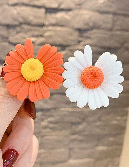 Fashion Orange + White Little Daisy Flowers Hit Color Children Duckbill Clip Set