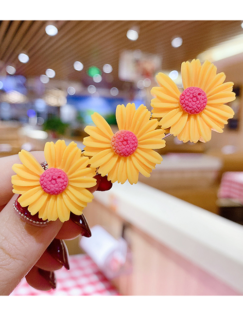 Fashion Yellow Series Resin Small Daisy Flower Hit Color Child Hair Clip