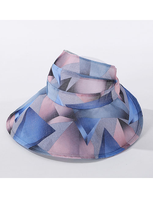 Fashion Blue Big Color Matching Hat With Geometric Top