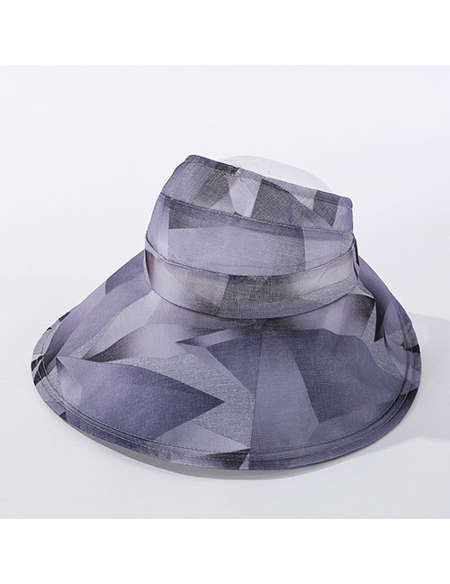 Fashion Gray Big Color Matching Hat With Geometric Top