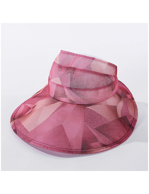 Fashion Leather Red Big Color Matching Hat With Geometric Top