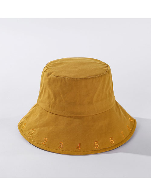 Fashion Yellow Digital Embroidered Cotton Fisherman Hat