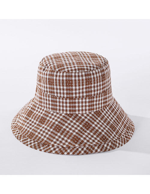 Fashion Khaki Checkered Foldable Fisherman Hat