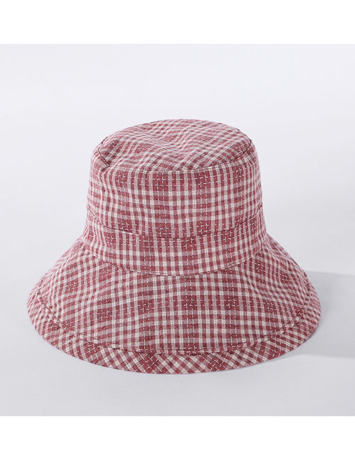 Fashion Pink Checkered Foldable Fisherman Hat