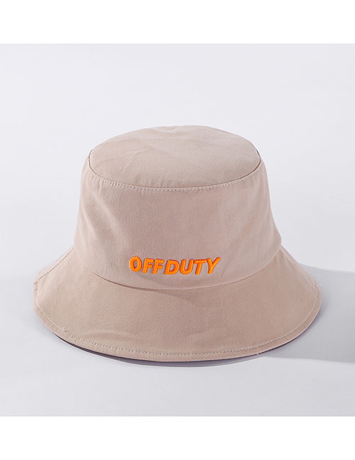 Fashion Beige Letter Embroidered Cotton Fisherman Hat