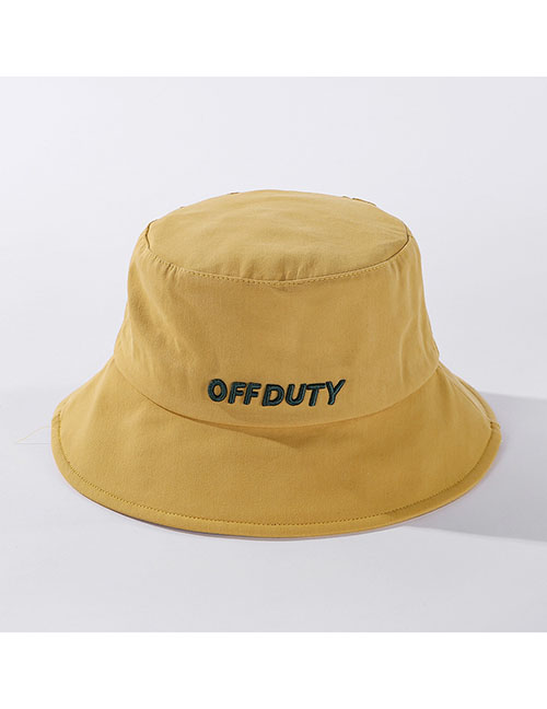 Fashion Yellow Letter Embroidered Cotton Fisherman Hat