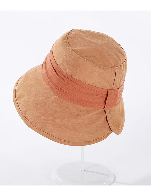 Fashion Khaki Wrinkled Patch Colorblock Wide-brimmed Fisherman Hat