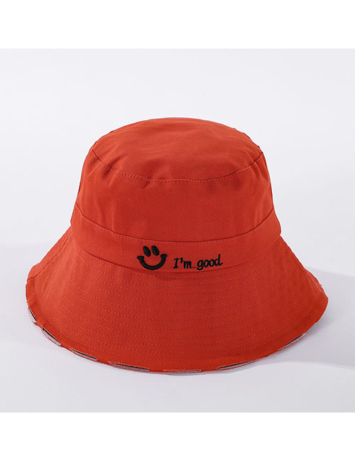 Fashion Orange Smiley Letter Embroidered Three-dimensional Cotton Fisherman Hat