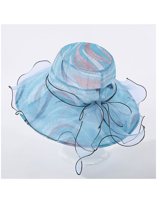 Fashion Blue Net Gauze Edging Anemone Hat