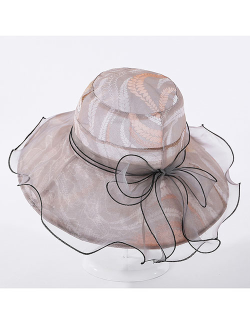 Fashion Gray Net Gauze Edging Anemone Hat
