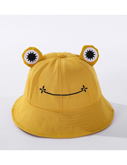Fashion Yellow Frog-shaped Cotton Fisherman Hat With Big Eyes