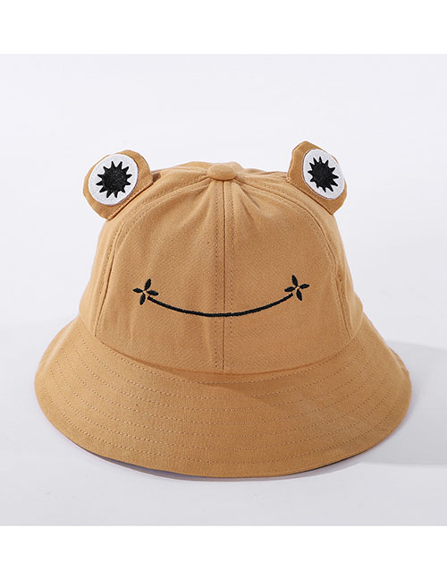 Fashion Khaki Frog-shaped Cotton Fisherman Hat With Big Eyes