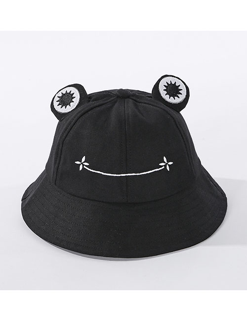 Fashion Black Frog-shaped Cotton Fisherman Hat With Big Eyes