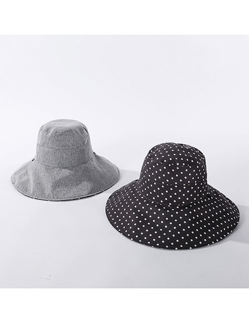 Fashion Gray Double-sided Foldable Cotton And Linen Fisherman Hat