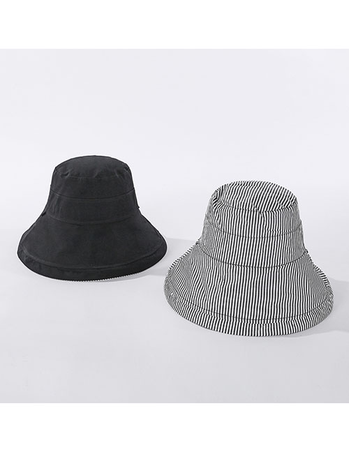 Fashion Black Striped Fisherman Hat On Both Sides