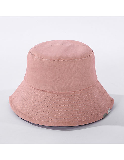 Fashion Pink Pure Color Metal Patch Cotton Fisherman Hat