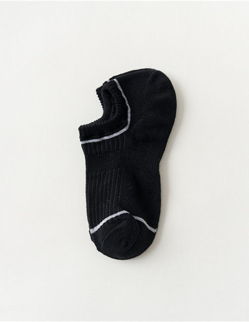 Fashion Black Large Heel Waist Cotton Invisible Socks