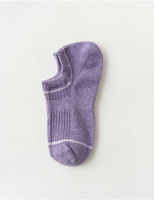 Fashion Purple Large Heel Waist Cotton Invisible Socks