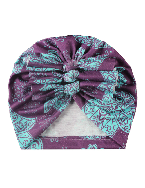 Fashion Purple Blue Polyester Cotton Pleated Bow Hat