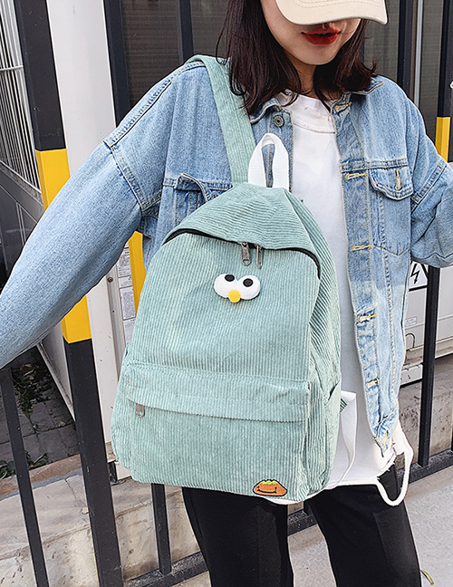 Fashion Green Canvas Embroidered Big Eyes Cute Backpack
