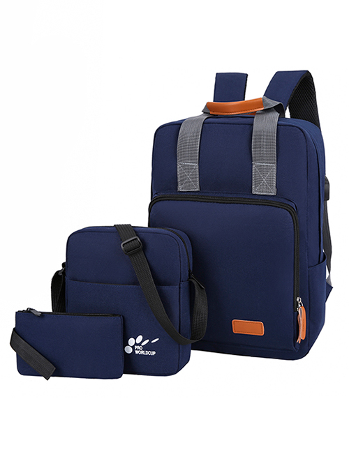 Fashion Navy Blue Canvas Monogram Backpack