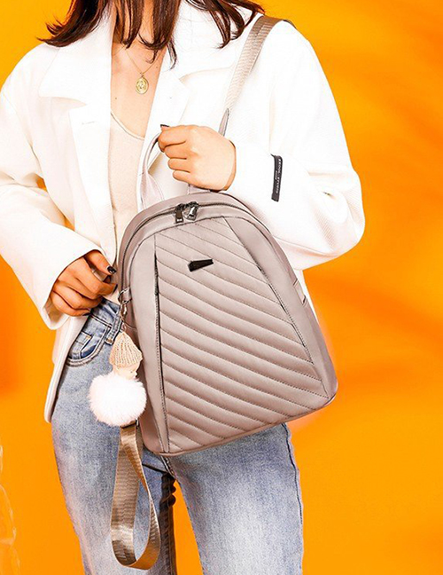 Fashion Light Grey Embroidered Geometric Backpack