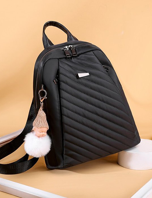 Fashion Black Embroidered Geometric Backpack
