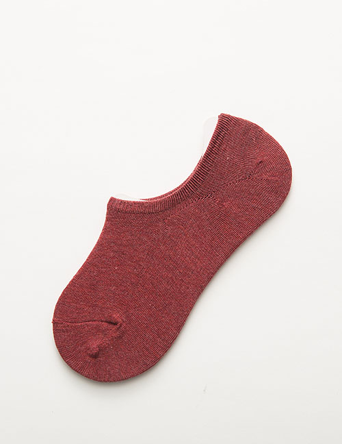 Fashion Red Wine Solid Color Non-slip Stealth Boat Socks