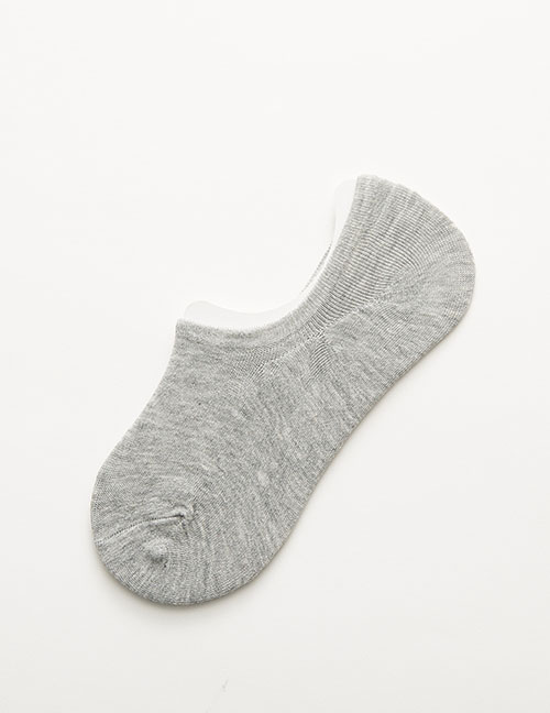 Fashion Light Grey Solid Color Non-slip Stealth Boat Socks