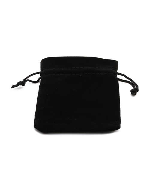 Fashion Black Handmade Flannel Drawstring Jewelry Bag