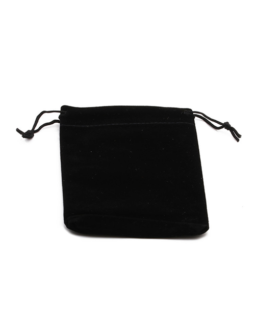 Fashion Black Handmade Flannel Drawstring Jewelry Bag
