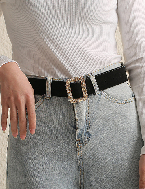 Fashion Black Suede Cutout Belt With Diamonds