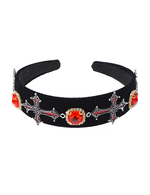 Fashion Black Cross Crystal Flannel Headband