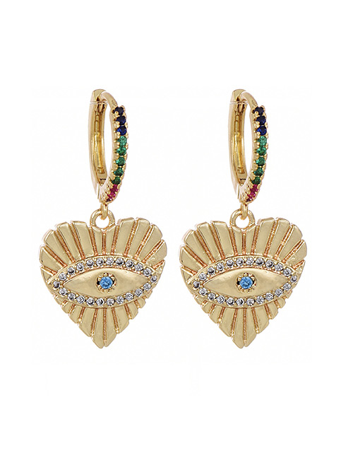 Fashion Golden Cubic Zirconia Heart Stud Earrings