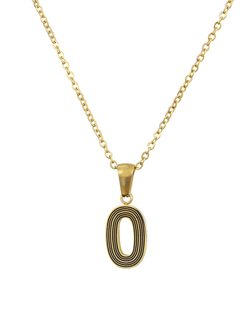 Fashion Golden O Gold Plated Black Line Letter Stainless Steel Necklace