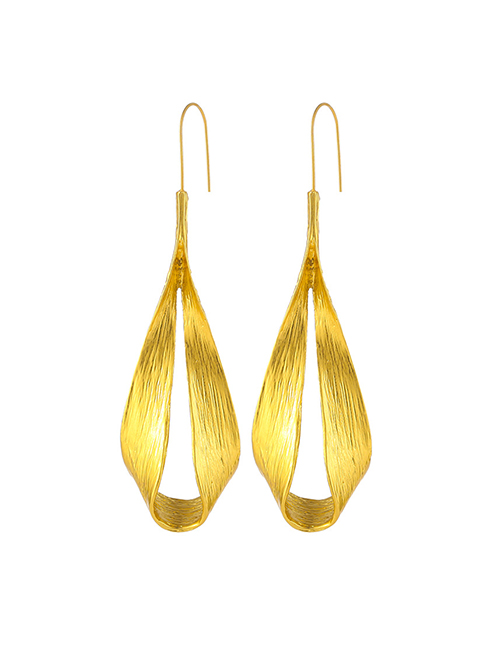 Fashion Golden Metal Twisted Cutout Earrings