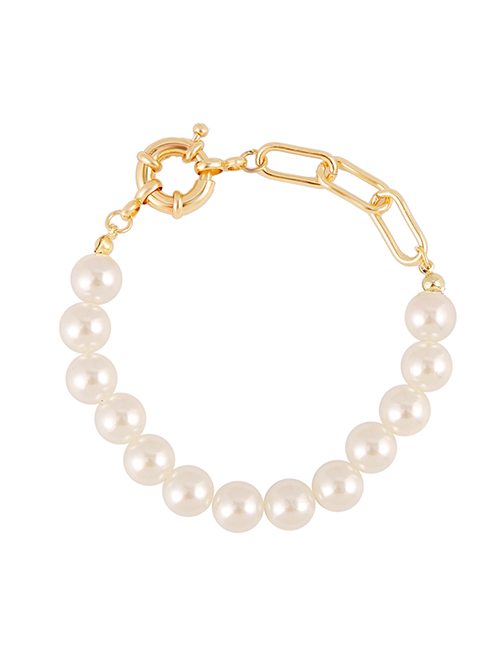 Fashion White Pearl Geometric Chain Alloy Bracelet