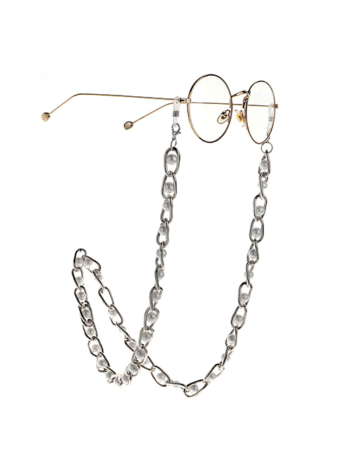 Fashion Silver Color-fast Color Pearl Non-slip Glasses Chain