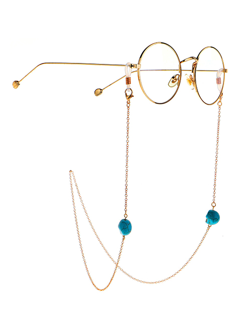 Fashion Golden Color-fast And Easy To Fade Cross Turquoise Glasses Chain