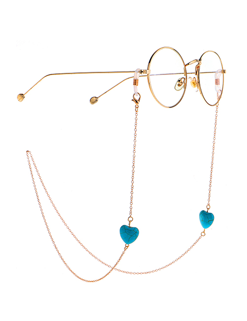 Fashion Golden Color-preserving Non-fading Peach Heart Turquoise Glasses Chain