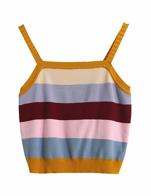 Fashion Photo Color Rainbow Striped Knitted Camisole