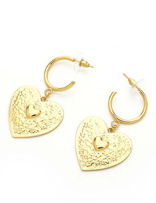 Fashion Golden Embossed Heart-shaped Alloy C-shaped Earrings
