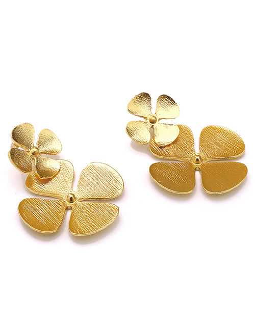 Fashion Flowers Gold Alloy Brushed Earrings